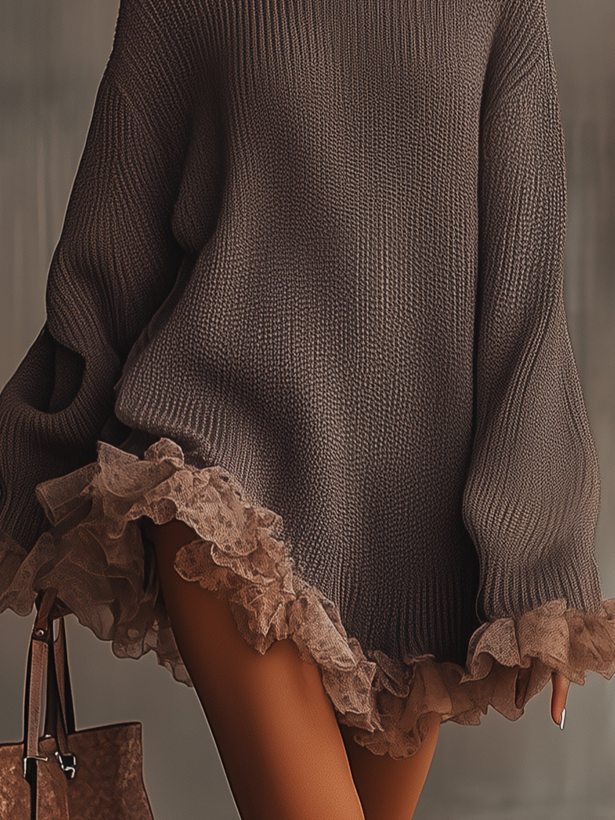 Nina - Ruffled Hem Sweater Dress