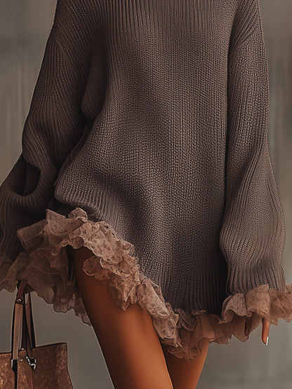 Nina - Ruffled Hem Sweater Dress