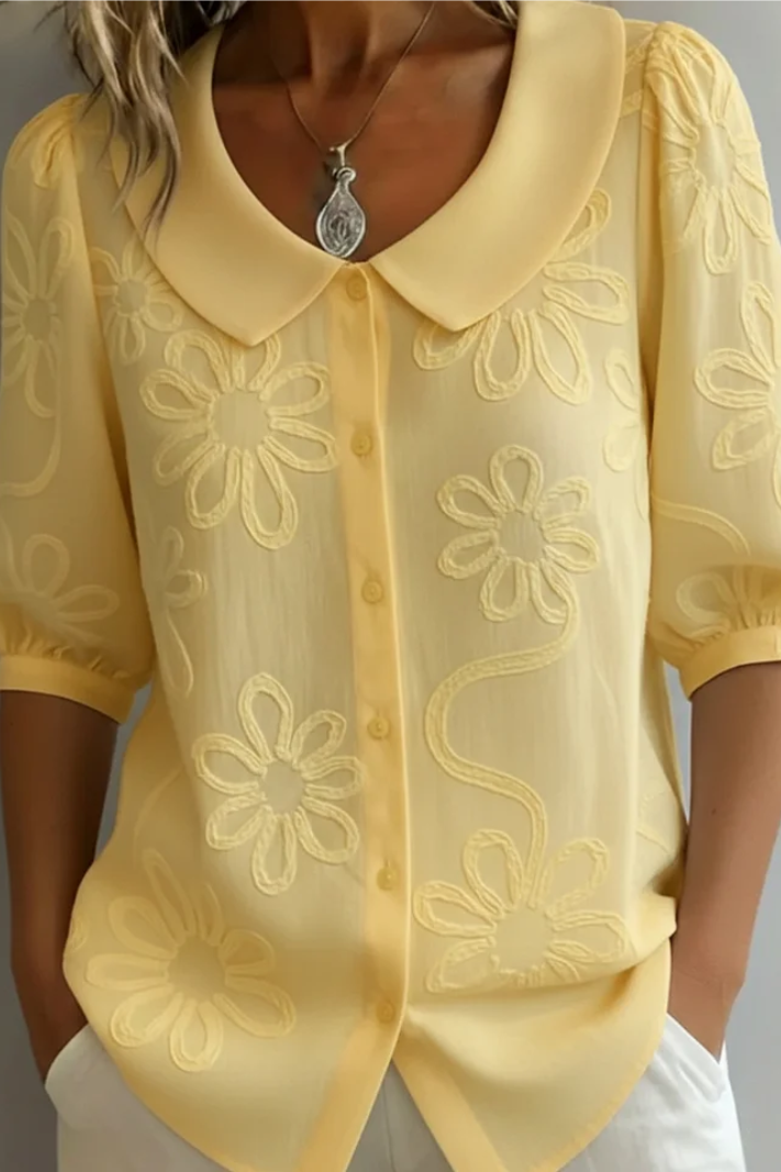Yvette - Embroidered Round-Neck Blouse