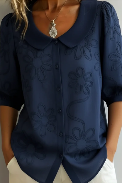 Yvette - Embroidered Round-Neck Blouse