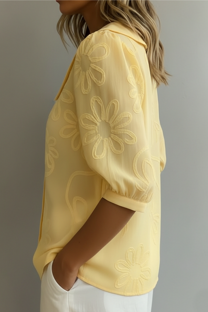 Yvette - Embroidered Round-Neck Blouse