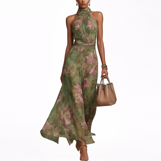Elyra - Floral Halter Maxi Dress