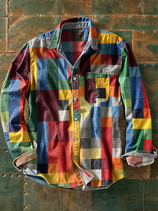 Orvalo - Mixed-Pattern Patchwork Shirt
