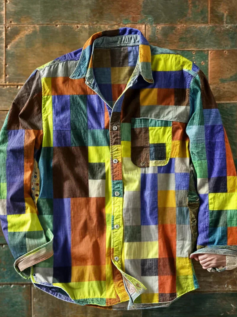 Orvalo - Mixed-Pattern Patchwork Shirt