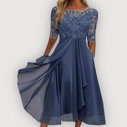 Paula - Lace-Bodice Chiffon Dress