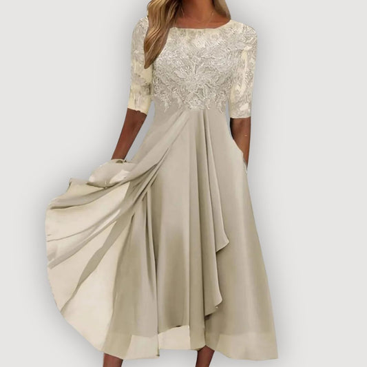 Paula - Lace-Bodice Chiffon Dress