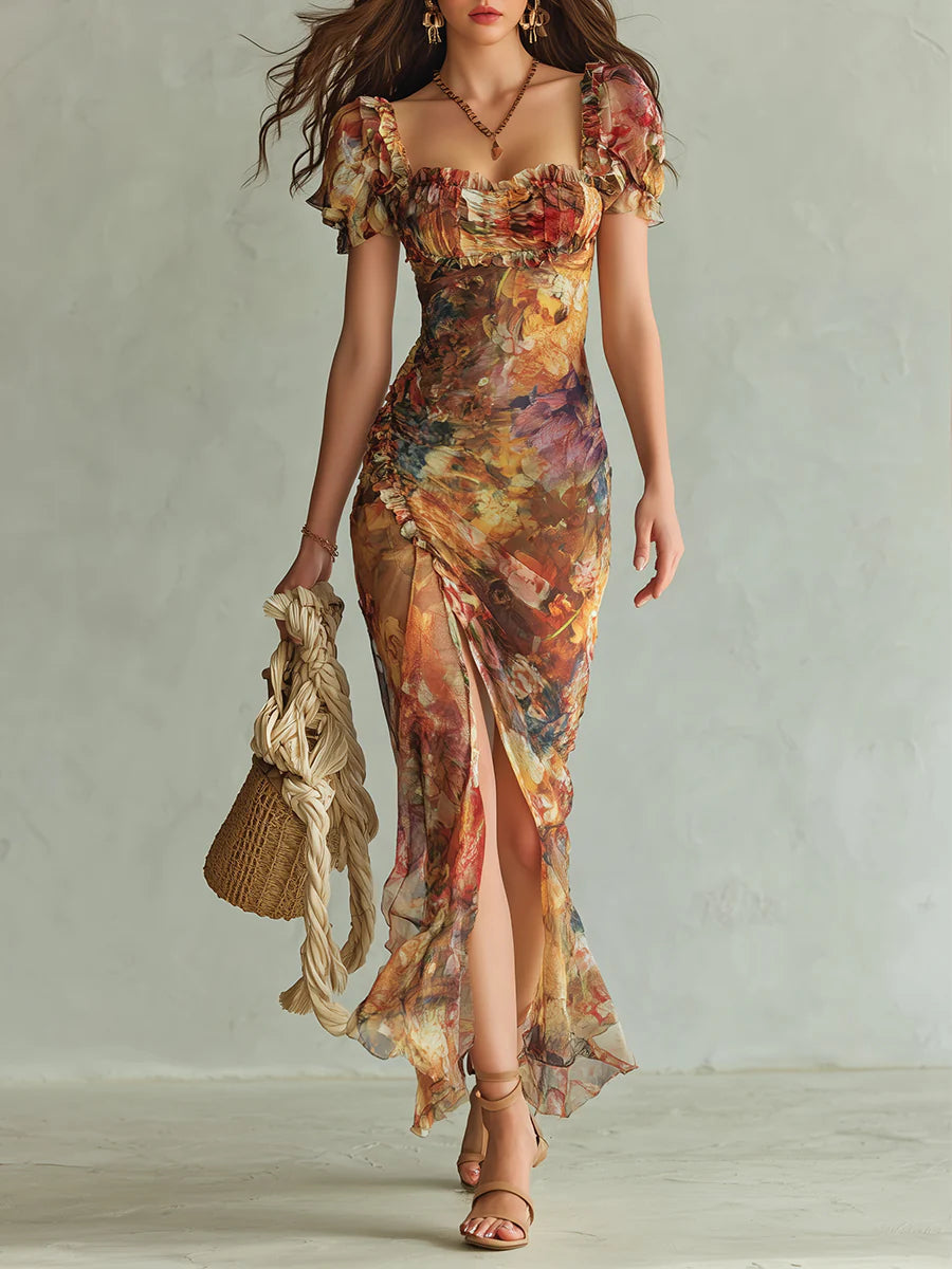 Rachael - Painterly Chiffon Maxi Dress