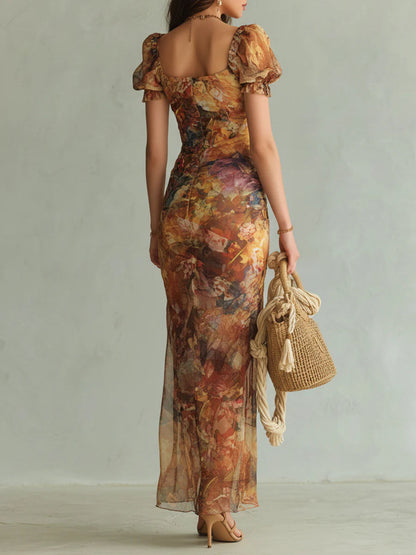 Rachael - Painterly Chiffon Maxi Dress