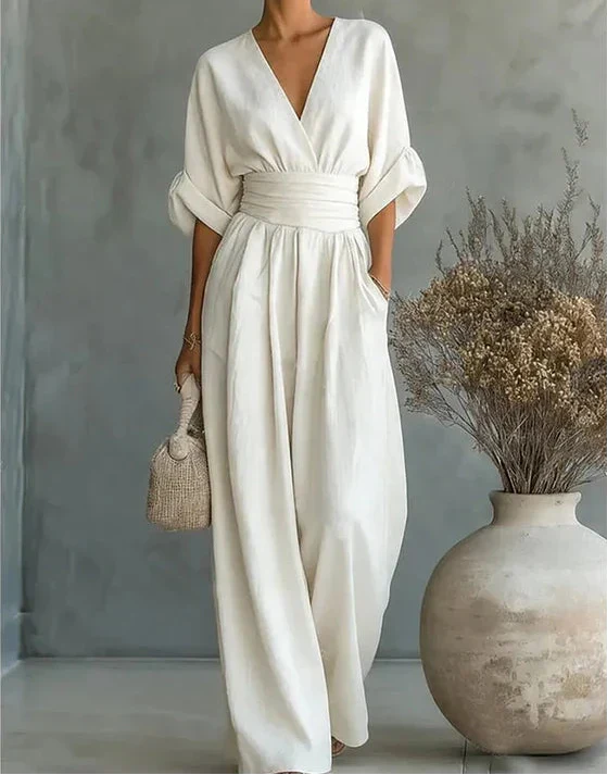 Rita - V-Neck Wide-Leg Jumpsuit