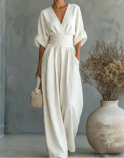 Rita - V-Neck Wide-Leg Jumpsuit
