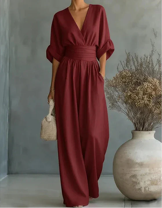 Rita - V-Neck Wide-Leg Jumpsuit