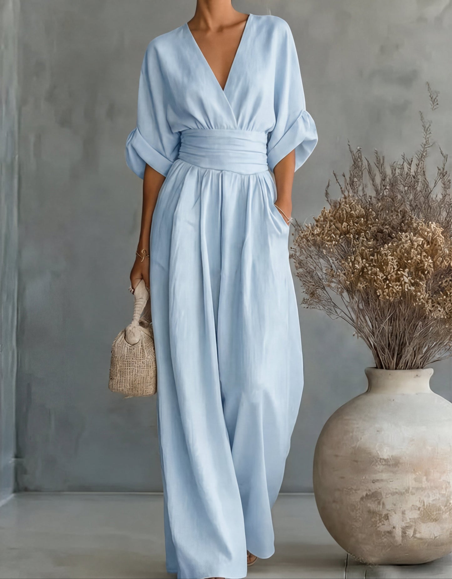 Rita - V-Neck Wide-Leg Jumpsuit