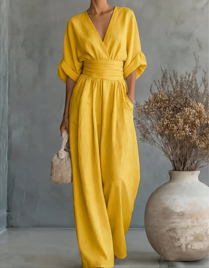 Rita - V-Neck Wide-Leg Jumpsuit