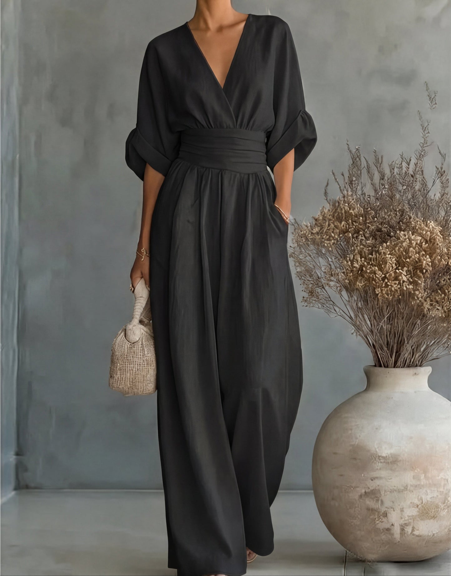 Rita - V-Neck Wide-Leg Jumpsuit