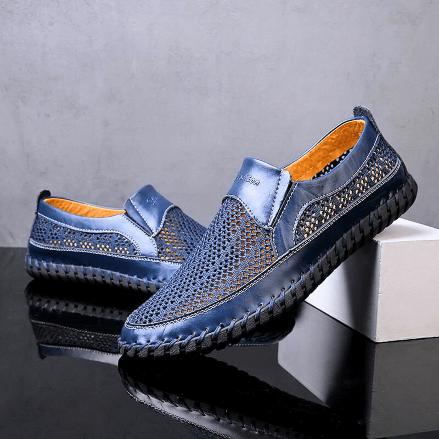 Rovian - Polished Leather Slip-Ons
