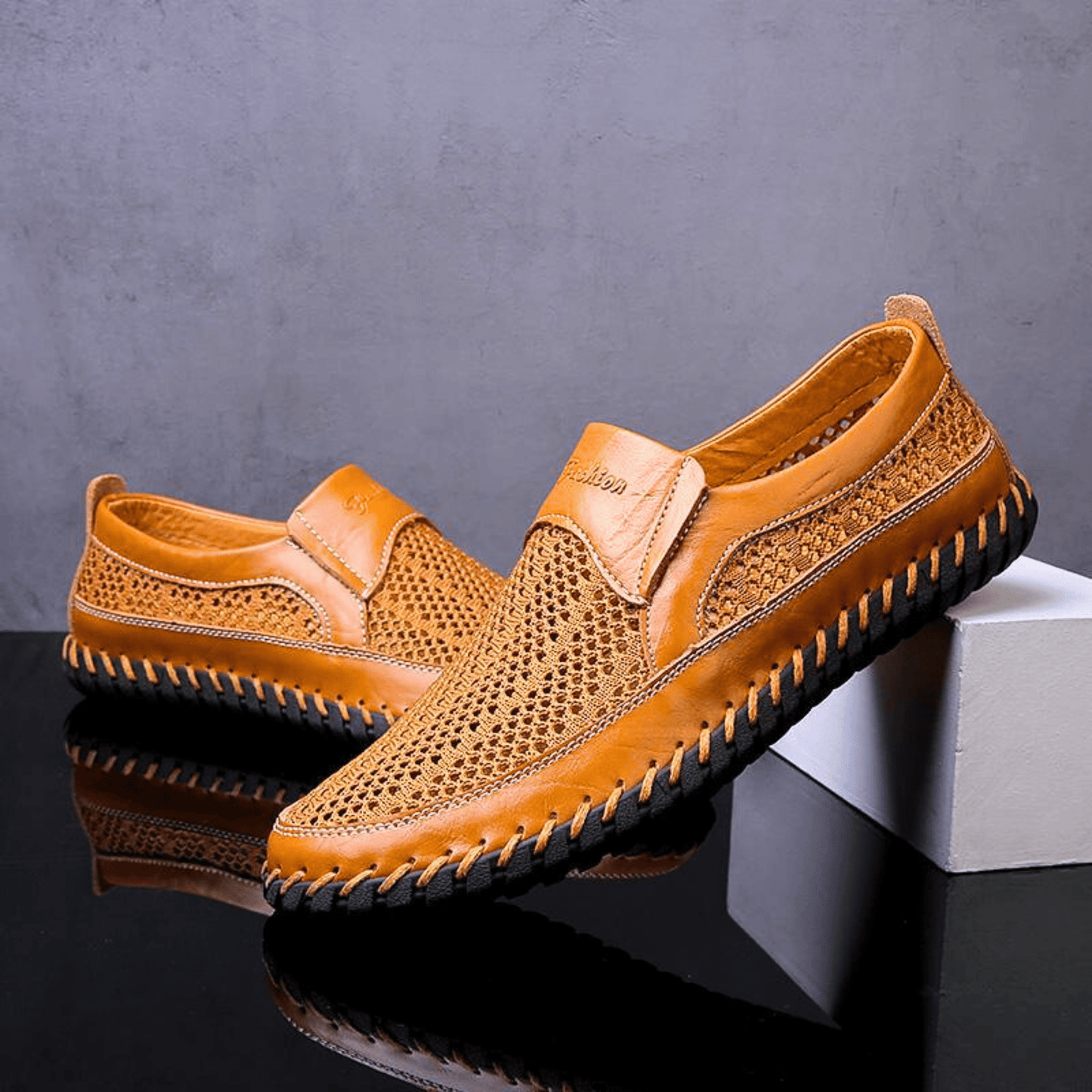 Rovian - Polished Leather Slip-Ons