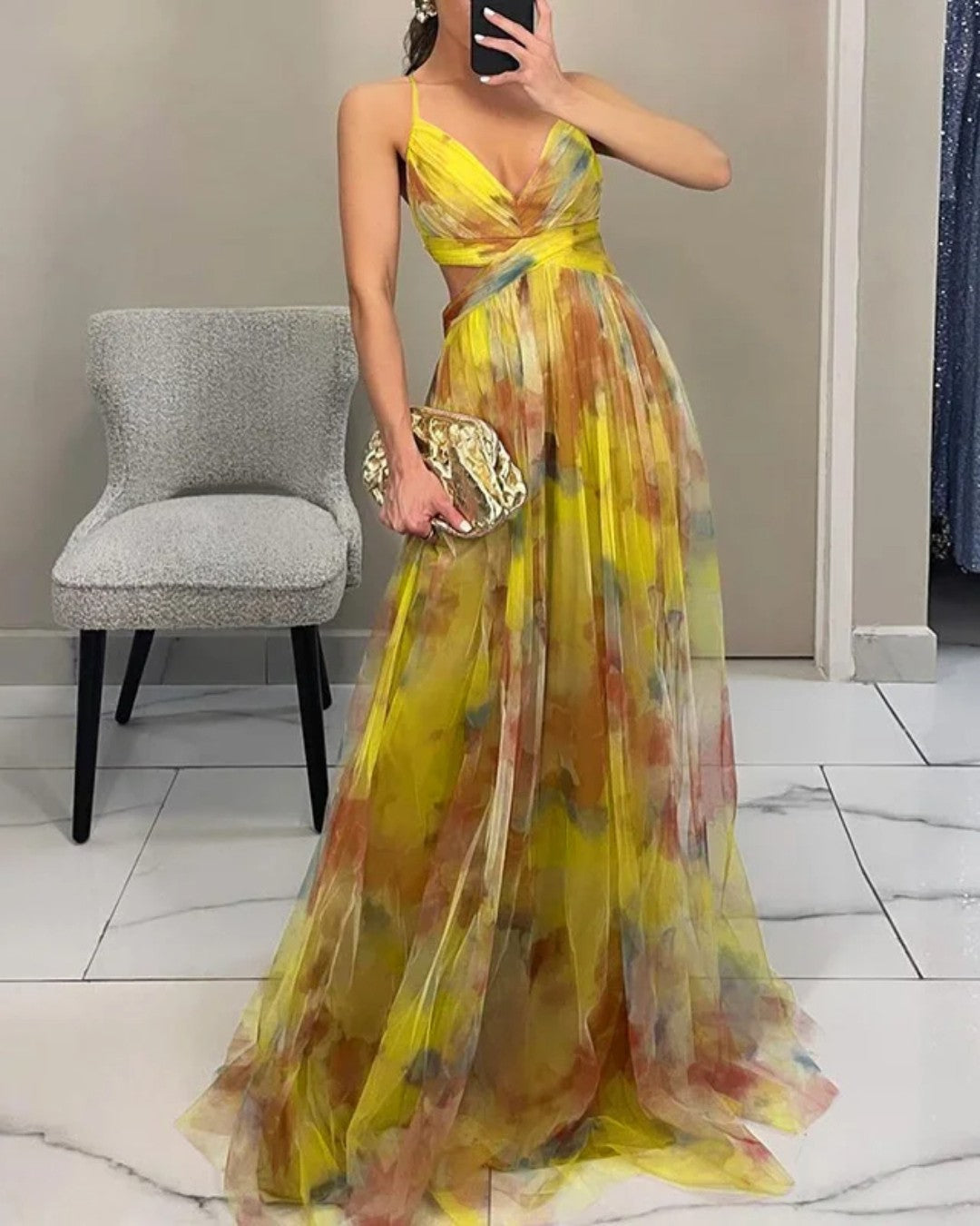 Giselle - Floral Chiffon Maxi Dress