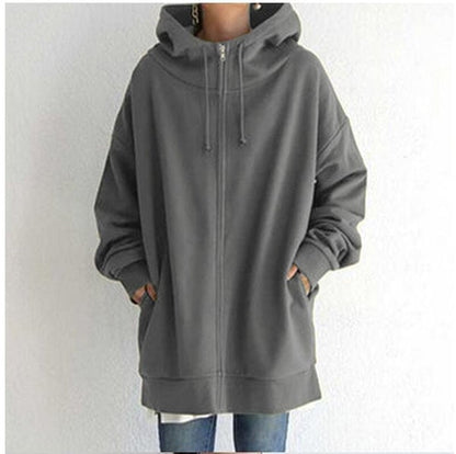 Saundra - Longline Fleece Zip Hoodie