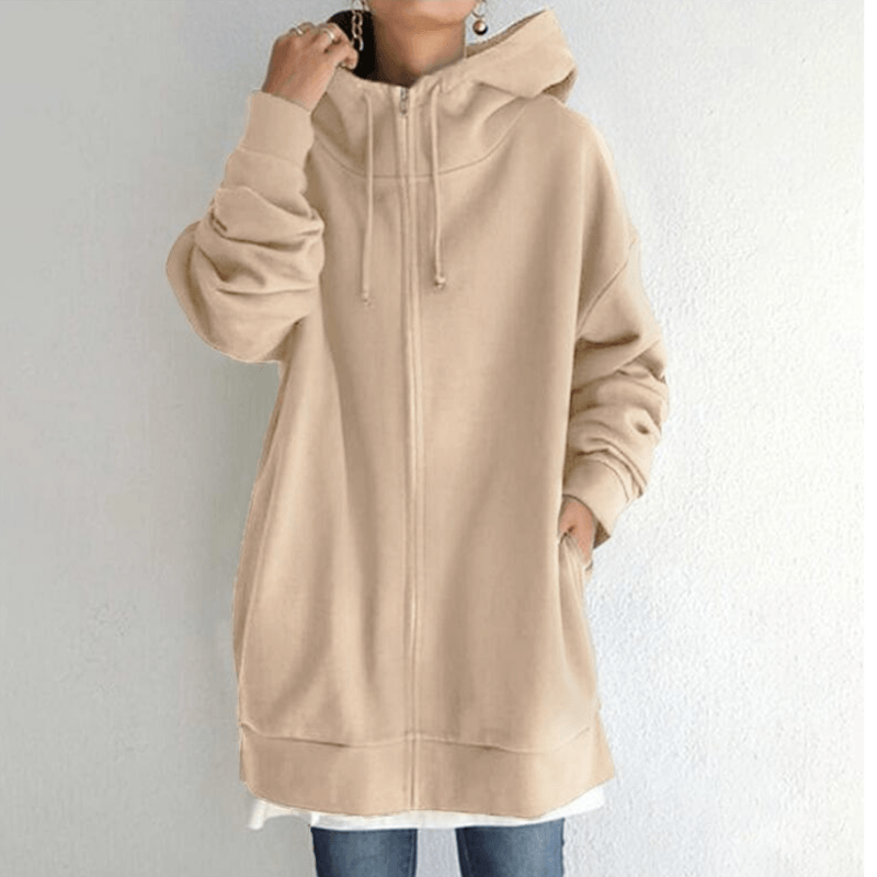 Saundra - Longline Fleece Zip Hoodie