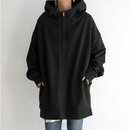 Saundra - Longline Fleece Zip Hoodie