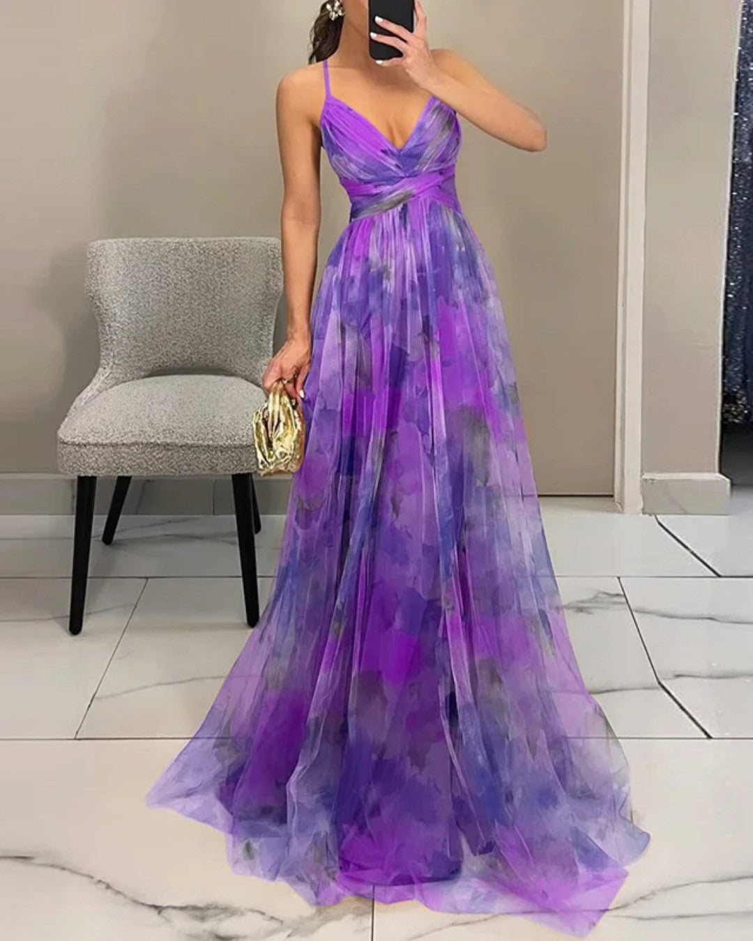 Mandy - Floral Chiffon Maxi Dress