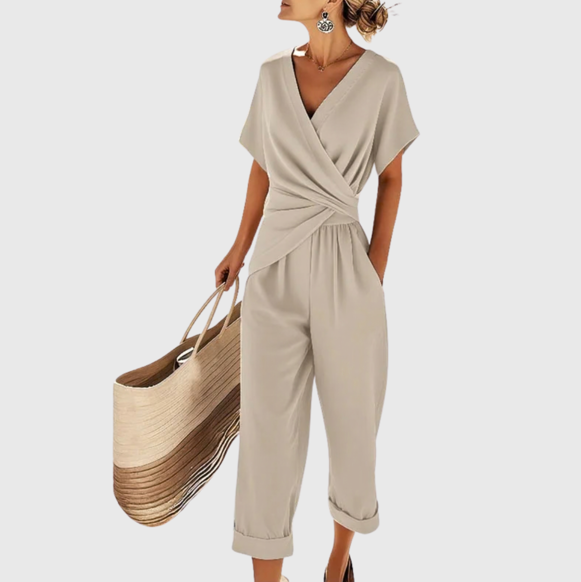 Magdalena - Wrap Top Cropped Trousers Set