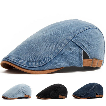 Theodore - Adjustable Denim Flat Cap