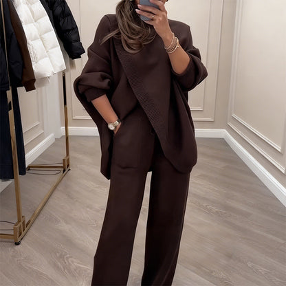 Shelia - Asymmetric Sweater & Wide-Leg Pants