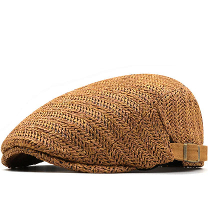 Tivaro - Herringbone Straw Flat Cap