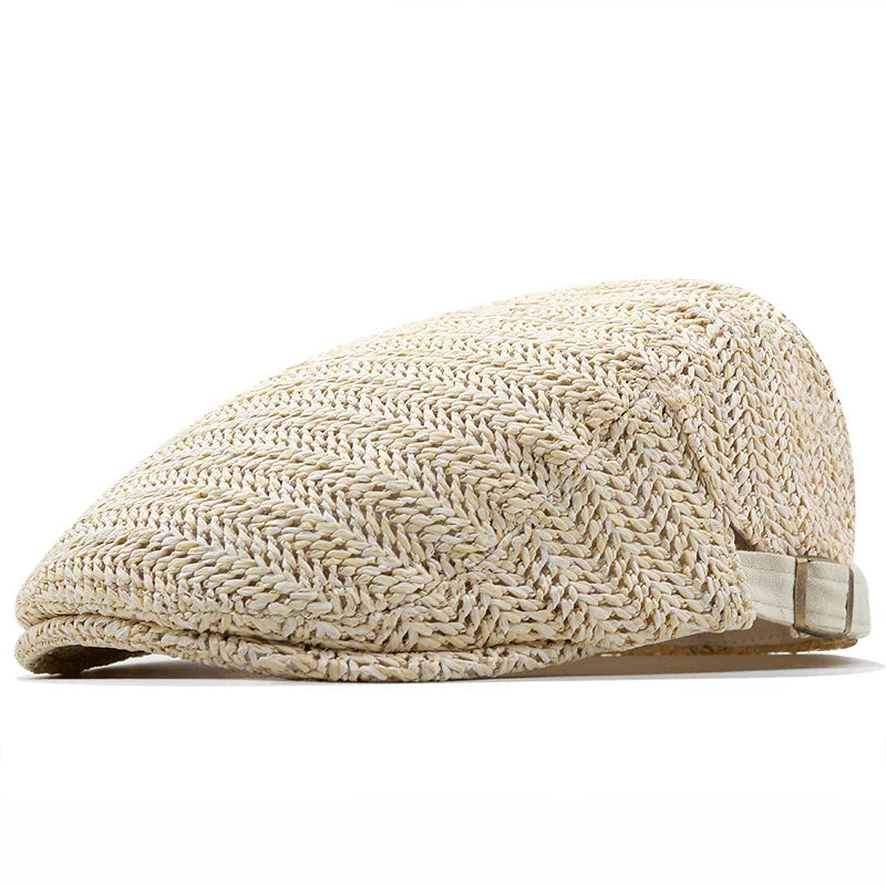 Tivaro - Herringbone Straw Flat Cap