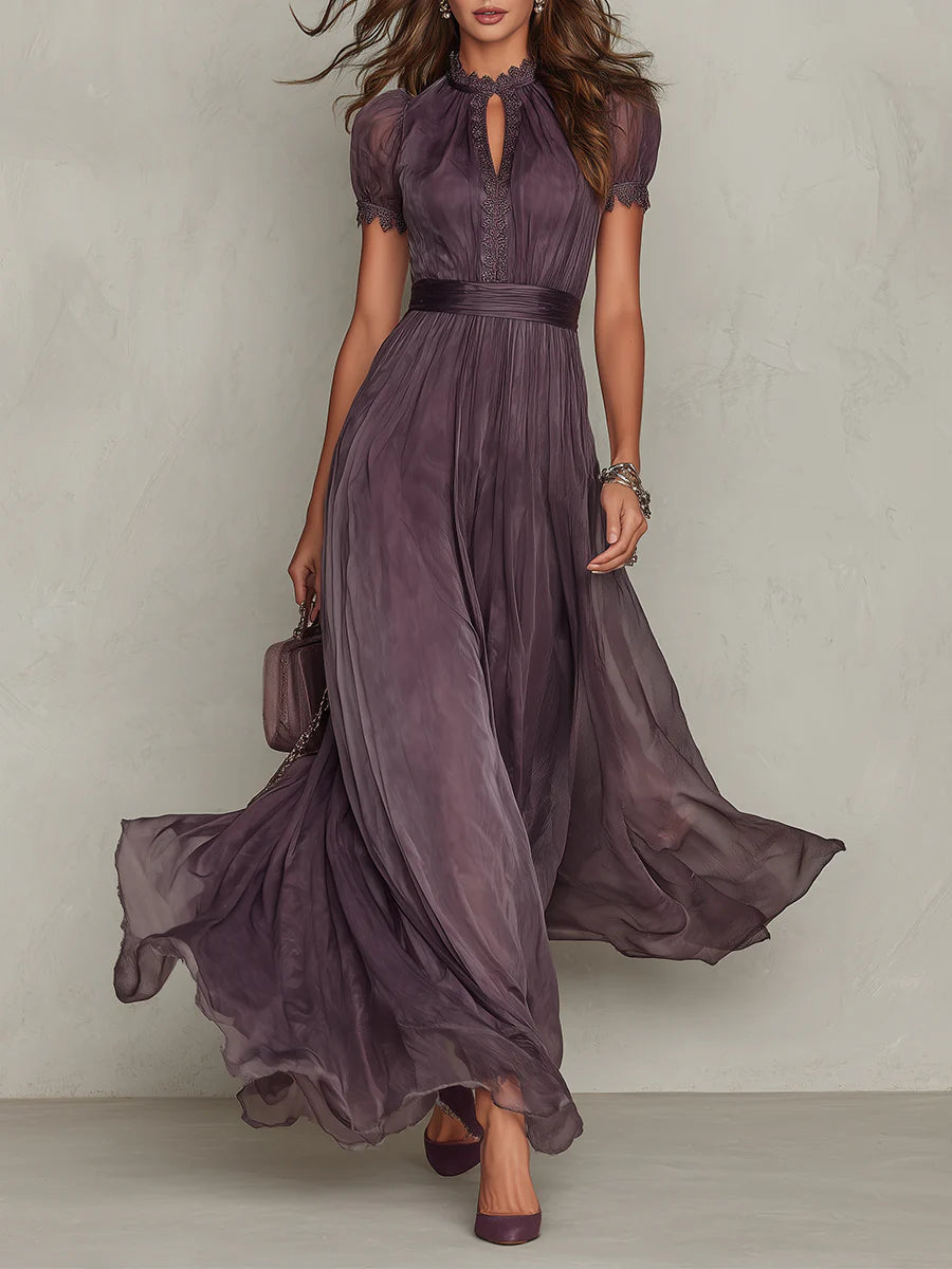 Valenne - Chiffon Keyhole Maxi Dress