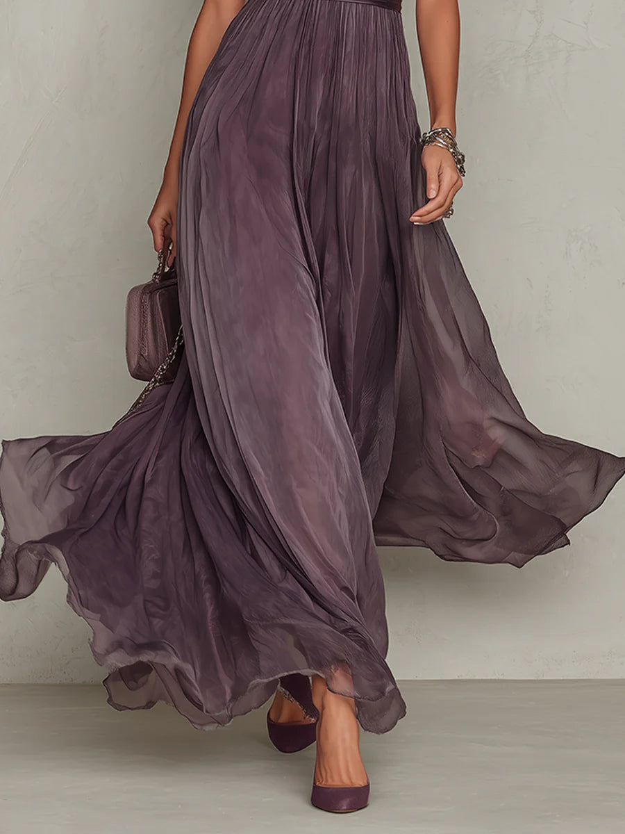 Valenne - Chiffon Keyhole Maxi Dress
