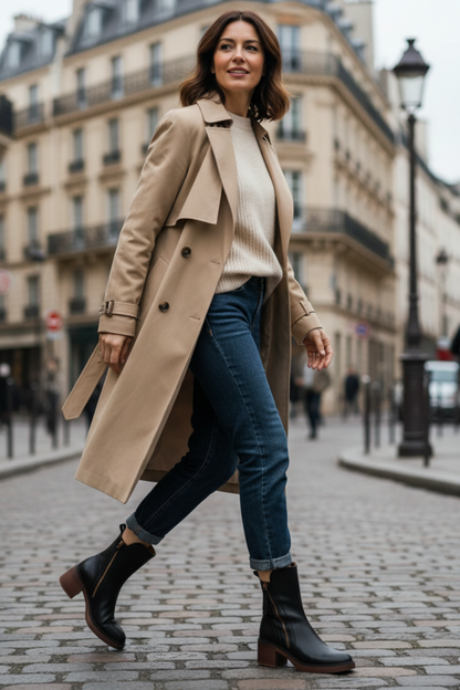 Valeria - Block-Heel Leather Boots