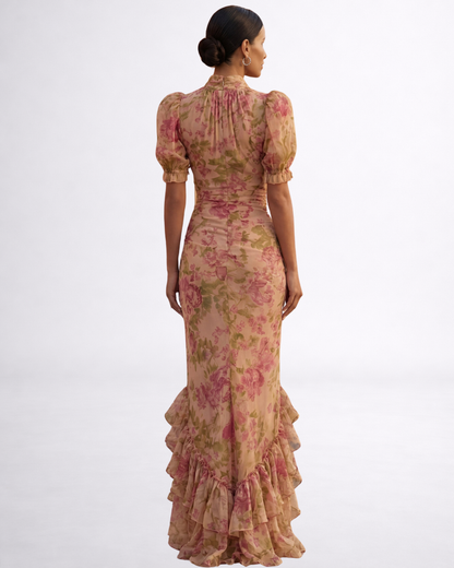 Vesna - High-Neck Chiffon Maxi Dress