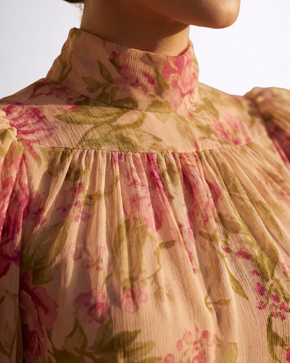 Vesna - High-Neck Chiffon Maxi Dress