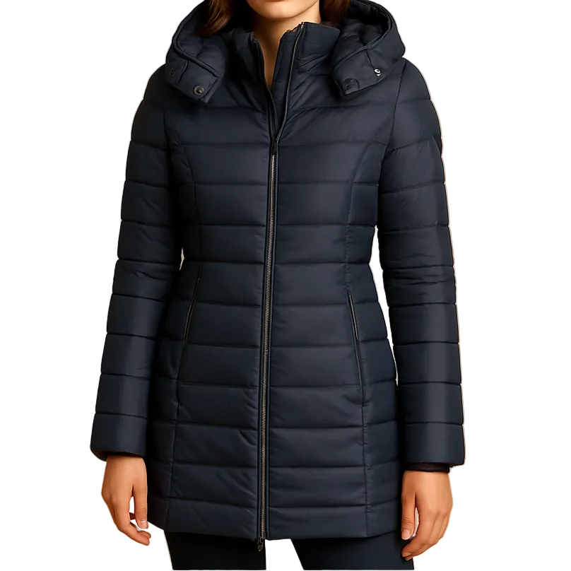 Vespera - Mid-Thigh Hooded Puffer Jacket