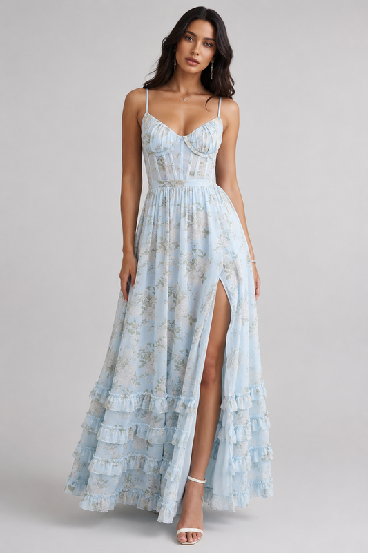 Violetta - Ruffled High-Slit Dress