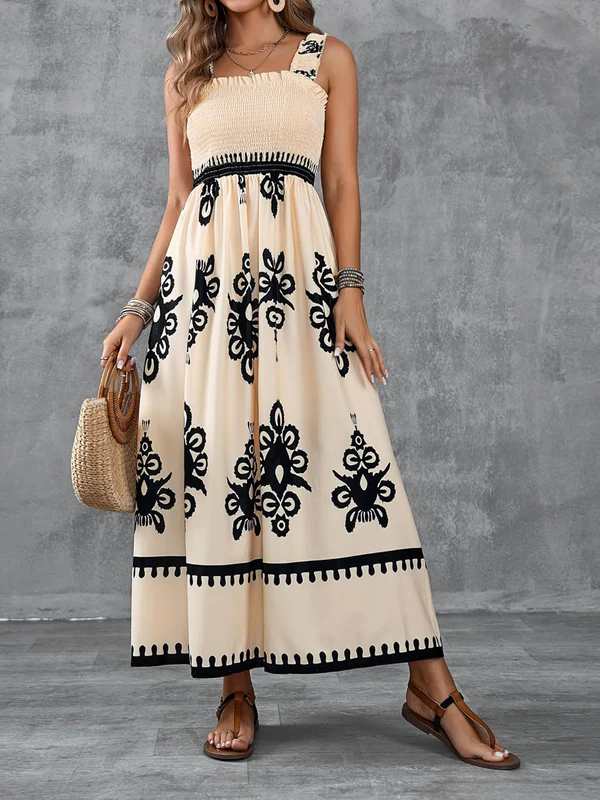 Vivara - Art Print Smocked Maxi Dress