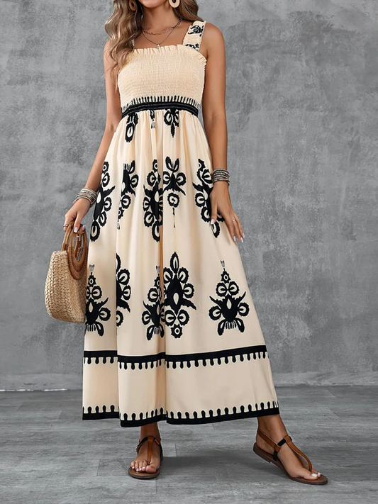 Vivara - Art Print Smocked Maxi Dress