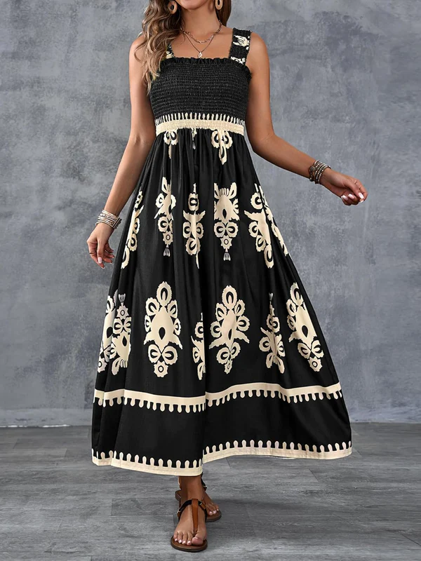 Vivara - Art Print Smocked Maxi Dress