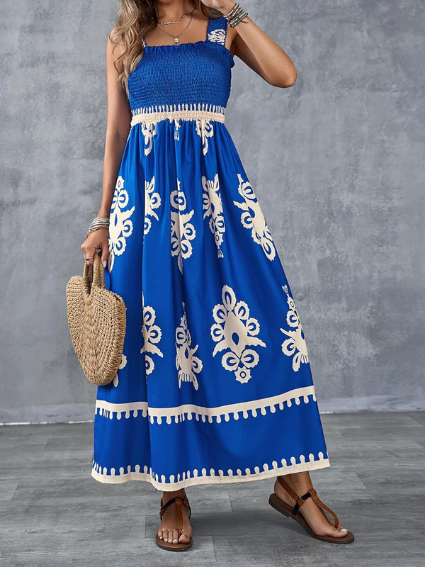 Vivara - Art Print Smocked Maxi Dress