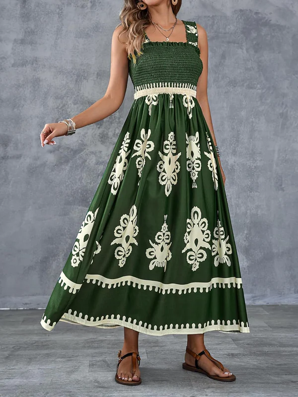 Vivara - Art Print Smocked Maxi Dress