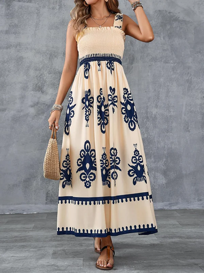 Vivara - Art Print Smocked Maxi Dress