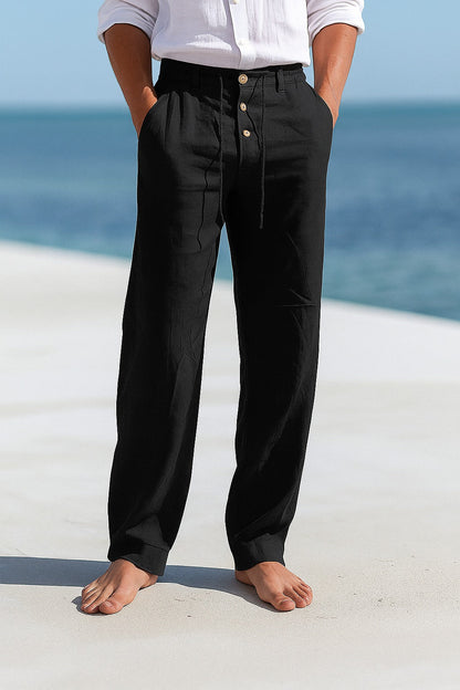 Rivento - Adjustable Waist Linen Trousers