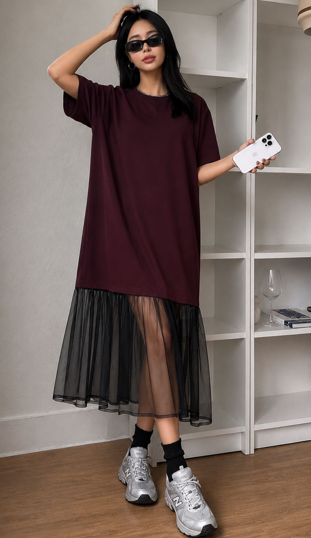 Tullia - Black Tulle-Trim Dress
