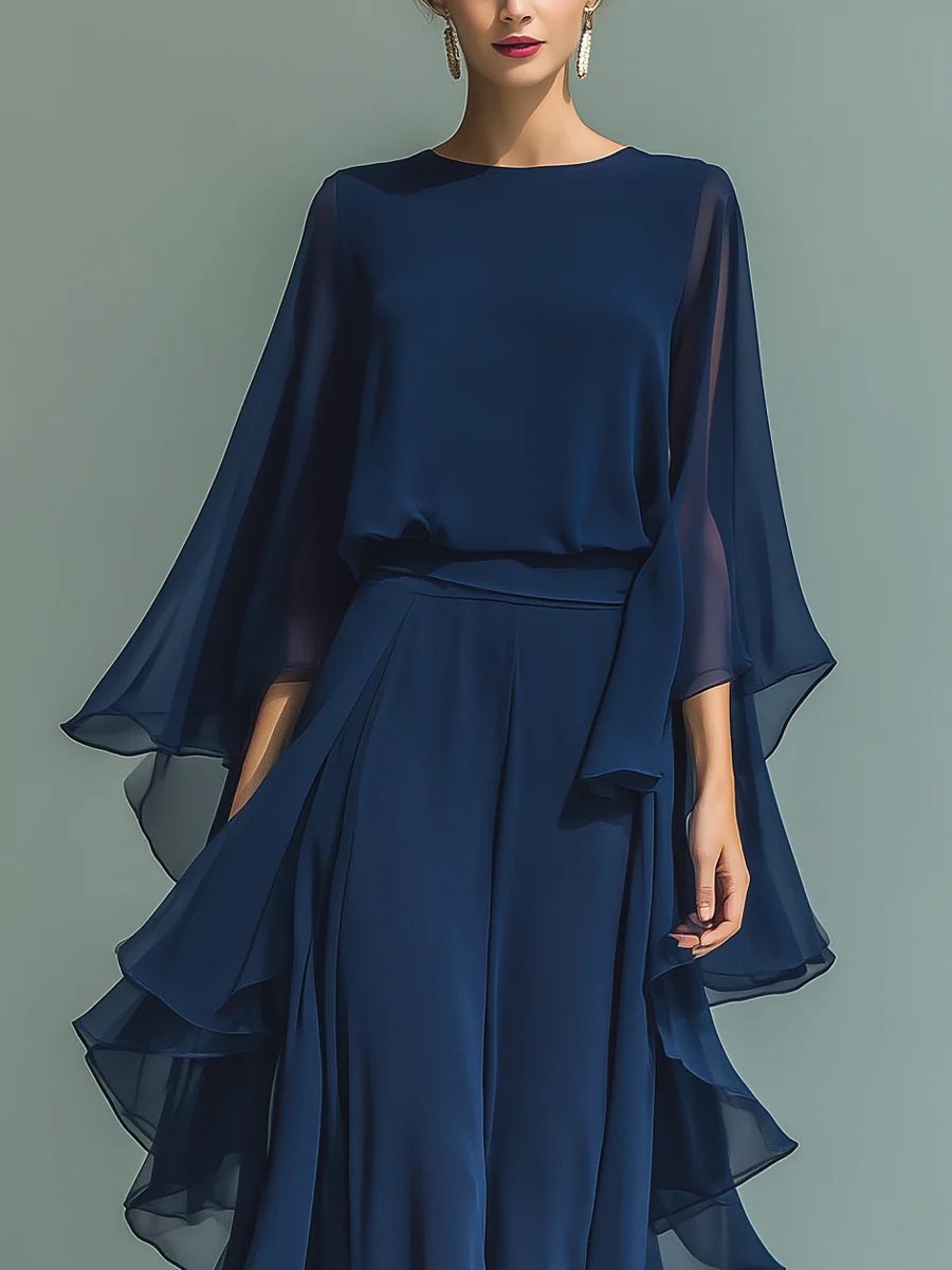 Verena - Bell-Sleeve Chiffon Set