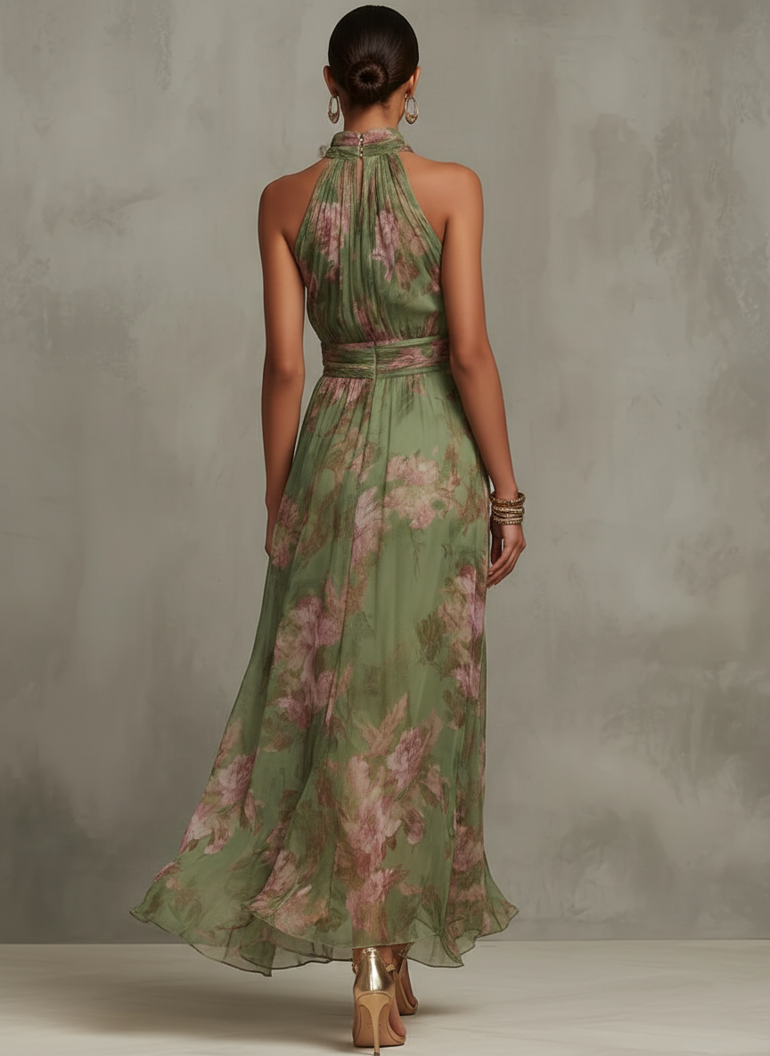 Cherie - Floral Halter Maxi Dress