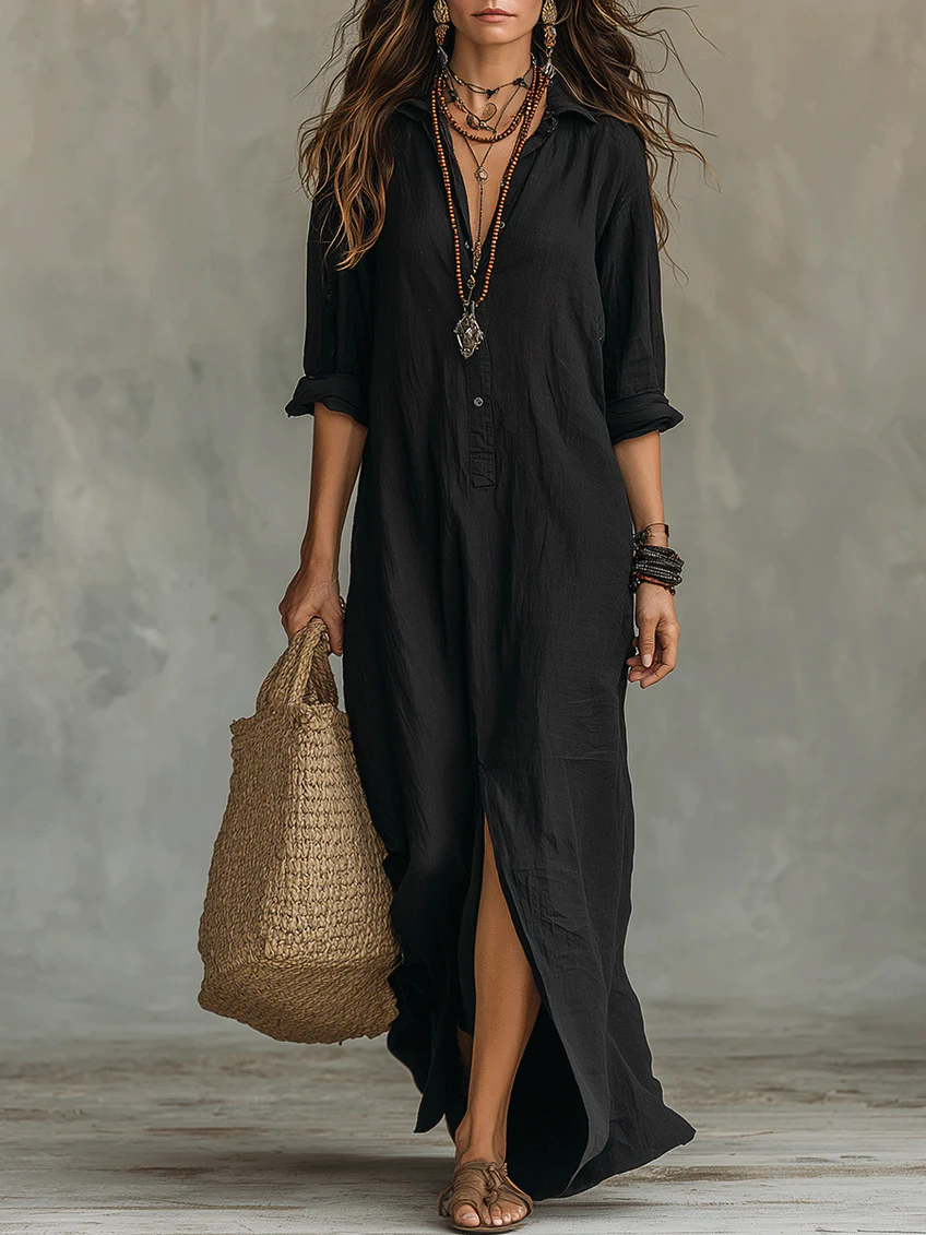 Arlise - Button-Front Maxi Dress