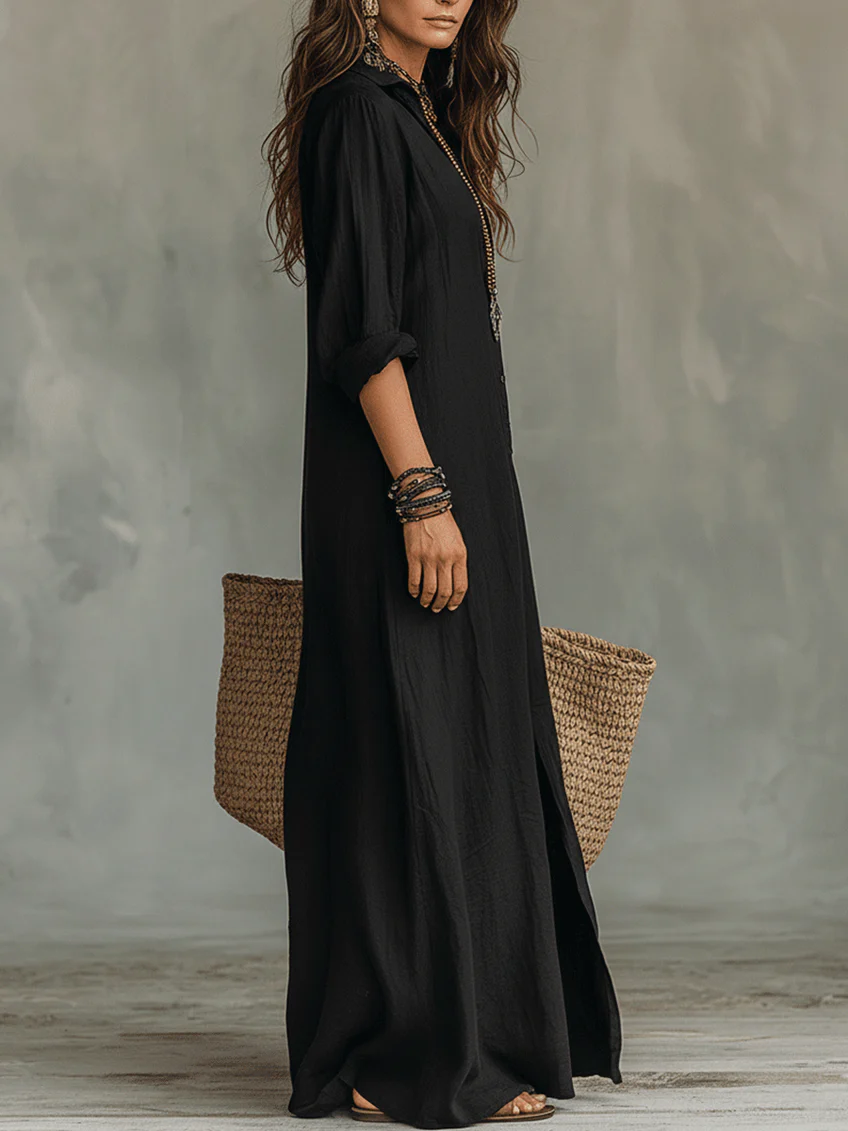Arlise - Button-Front Maxi Dress