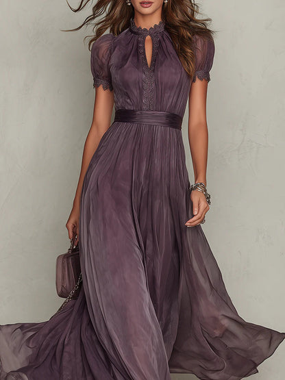 Valenne - Chiffon Keyhole Maxi Dress